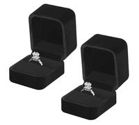 Cuicany 2 Piezas Caja de Anillo de Terciopelo, Caja de Anillo de Terciopelo Compromiso, Joyero para Anillo, para Proposición