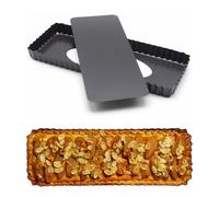 Cuicany Moldes para Quiche Rectángulo, Quiche Tart Pan Antiadherentes, Sartenes de Tarta de Quiche, Molde Rectangular para Tarta Acero Carbono, para Pasteles, Quiches, Galletas, 35,6x14,5x3 cm