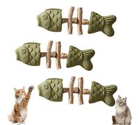 Cuida la salud dental de tu gato: juguete creativo con forma de espina de pescado: palo de madera con hierba gatera for limpiar los dientes, herramienta duradera for el cuidado dental felino(3pcs-b)