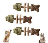 Cuida la salud dental de tu gato: juguete creativo con forma de espina de pescado: palo de madera con hierba gatera for limpiar los dientes, herramienta duradera for el cuidado dental felino(3pcs-c)