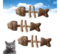 Cuida la salud dental de tu gato, juguete dental natural for gatos, juguete natural con forma de espina de pescado, juguetes interactivos for masticar, palitos for masticar, juego interactivo(B-3PCS)