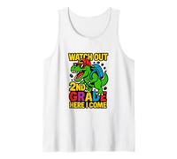 Cuidado 2do grado Here I Come Cool Back To School Dinosaur Camiseta sin Mangas