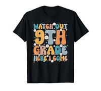 Cuidado 9º Grado aquí vengo Groovy Primer día Estudiante de Primer año Camiseta