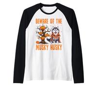 Cuidado con el Husky almizclado Camiseta Manga Raglan