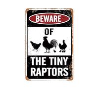 ¡Cuidado con El Pollo! Divertidos Accesorios De Advertencia para Gallineros. Cartel De Chapa Impermeable Placa Metálica Vintage Letrero De Metal para Bar Hogar Restaurante 20X30Cm