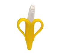 Cuidado del bebé, cepillo de dientes de plátano para bebés, niños y niñas, mordedor de silicona de grado alimenticio, ropa para niños (Amarillo One Size)