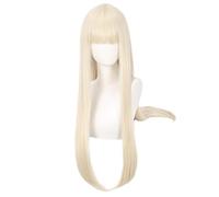Cuidado del cabello peluca blanca larga con flequillo 80 cm/31.4 '' Pelucas de fiesta de disfraces Pelucas para mujeres en capas sintéticas pelucas de peluca natural