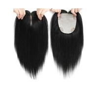 Cuidado del cuerpo 13 x 15 cm Skin Base Human Hair Topper with 4 Clips On Top Virgin Hair Toupee For Women Hairpiece Hair Extensions (Natural Black)
