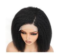 Cuidado del cuerpo 14 pulgadas rizado recto encaje frente pelucas prearrancadas Yaki 5 x 5 corto Bob pelo humano pelucas para las mujeres Natural cierre de encaje Bob peluca extensiones de cabello