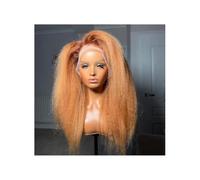 Cuidado del cuerpo Ombre Marrón Rubio Kinky Straight Lace Frontal Pelucas para Mujeres Negras, Pre arrancado Resistente al Calor Encaje Frente Yaki Peluca 180 Densidad Extensiones de Cabello (24