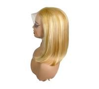 Cuidado del cuerpo Peluca Bob rubio oscuro, cabello humano, corto, liso, 33 x 4 cm, pelucas frontales de encaje para mujeres, extensiones de cabello de 180 densidades (12 pulgadas)