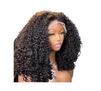 Cuidado del cuerpo Peluca de pelo humano brasileño rizado profundo, ondulado, pelo humano brasileño, 13 x 4 cm, pelucas rizadas para mujeres, extensiones de cabello de 200% densidad (35,5 cm)