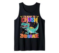 Cuidado, Estoy Listo para Aplastar a un Divertido alumno de Dinosaurio de Segundo Grado Camiseta sin Mangas