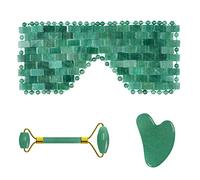 Cuidado Facial Jade Roller Gua Sha Scraper Sleep Mask Para FaceTools,Juego 3en1-Pu-VL