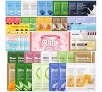 Cuidado Facial Mujer, 47 PCS Skincare Kit, Mascara Facial Set con Face Mask, Eye Patches, Mascarilla Labios, Tiras Puntos Negros Nariz, Mascarilla Cuello, Hidratación Multiefecto