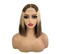 Cuidado personal 10 pulgadas Bob peluca pelo humano 2x6 encaje frente pelucas cabello humano 250 densidad para las mujeres negras extensiones de cabello (resaltado marrón)