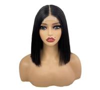 Cuidado personal 10 pulgadas Bob peluca pelo humano 2x6 encaje frente pelucas cabello humano 250 densidad para mujeres negras extensiones de cabello (negro natural)