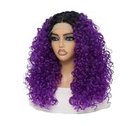 Cuidado personal 20 pulgadas peluca sintética rizada con malla frontal para las mujeres negro T parte 13 x 4.5 x 1 peluca frontal de encaje extensiones de cabello(púrpura)