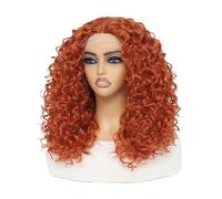 Cuidado personal 20 pulgadas peluca sintética rizada con malla frontal para las mujeres negro T parte 13 x 4.5 x 1 encaje frontal peluca extensiones de cabello(naranja)
