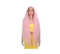 Cuidado personal 41" Encaje Frente Pelucas Peluca Larga Ondulada, Pelucas Sintéticas con 130 Densidad Pelucas Extensiones de Cabello(PINK)