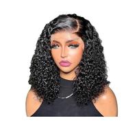 Cuidado personal Bob Peluca Jerry Curly Wave Pelo Humano Glueless Pelucas 13x6 HD Encaje Frontal Birmano Corto Peluca Extensiones de Cabello (12 pulgadas)
