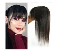 Cuidado personal Negro Suizo Encaje Mujeres Topper Clips en Virgen Humano Extensiones de Cabello (10 pulgadas, 9 x 14 cm)