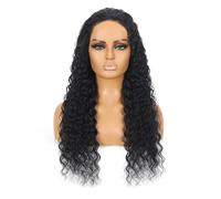 Cuidado personal Peluca de onda profunda Cabello humano 13x4 Encaje frontal para mujeres negras Línea de pelo natural Pelucas rizadas sin pegamento Negro Natural 180 Densidad Extensión de Cabell