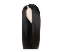 Cuidado personal peluca de parte en V, cabello humano liso, pelucas para cabello brasileño, 180 densidad, extensiones de pelo largo y liso (61 cm)