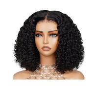 Cuidado Personal Pelucas delanteras de encaje onduladas profundas 13x4 HD de pelo real, pre-plucked, 200 densidad bob, peluca corta y rizada, sin pegamento para mujeres, extensiones de cabello negro