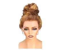 Cuidado personal Pelucas frontales de encaje HD 360 con efecto ombre y onda profunda, pelucas de cabello humano pre-pellizcado sin pegamento, pelucas frontales de encaje rubio miel y rizado para don