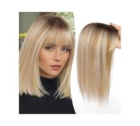 Cuidado personal Topper for cabello humano de 12 pulgadas con flequillo, base de encaje 10×12 cm Posticci con clip recto en Topper for cabello humano for mujeres con cabello adelgazado/pérdida de