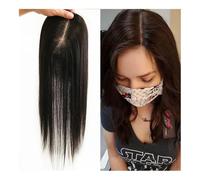 Cuidado personal Topper for capelli virgen liscio fatti a mano con base in seta for donne, 3 clip, colore nero naturale, 13x15 cm, pezzi for capelli da donna Extension per capelli per donna Extension