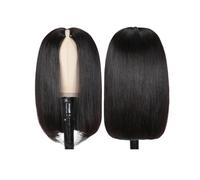 Cuidado personal V peluca pelo humano liso Bob pelucas para mujeres negras pelucas de cabello Remy extensiones de cabello negro natural Extensiones de cabello(12 pulgadas)