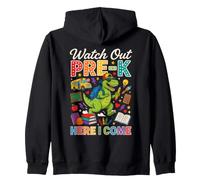 Cuidado Pre-K Here I Come Dino Primer Día de Escuela Niños Sudadera con Capucha