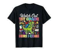 Cuidado Primer Grado Aquí Vengo Dino Primer Día de Escuela Niño Camiseta gráfica económica