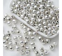 CUIDAKJ 100pcs Navidad Cascabeles,Manualidades, Envoltorio de Navidad, Decoración de Fiestas,Campanas de Navidad, Campanas de Hierro de una Palabra,Minicampanas con Ojales, Adecuadas,Plateado -12 mm