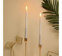 Cuifati 2 Velas LED sin Llama, Velas Cónicas LED Realistas, Candelabros LED Brillantes Parpadeantes Que Funcionan con Pilas, Luz LED Decorativa para Fiestas, Bodas, Halloween, Navidad (Concha Blanca)