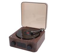 Cuifati Altavoz Bluetooth Portátil con Luz Nocturna, Altavoz Estéreo con Pantalla de Tiempo y Batería, Regalo de Lámpara de Escritorio Vintage con Graves Ricos para Viajes, Camping y (Grano de madera)