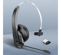 Cuifati Auriculares Bluetooth con Dongle USB para Computadora, Auriculares Inalámbricos de un Oído con Micrófono con Cancelación de Ruido para Oficina y Camioneros, Bluetooth V5.4