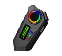 Cuifati Auriculares para Casco de Motocicleta, Auriculares BT 6.0 con Radio FM, Luces LED RGB, IP65 a Prueba de Lluvia, Reproducción de 20 Horas, Pantalla LCD, Control por Voz para