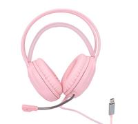 Cuifati Auriculares para Juegos con Cable USB, Auriculares Supraaurales con Sonido Envolvente 7.1, Micrófono con Cancelación de Ruido, Almohadillas de Espuma Viscoelástica, Iluminación (Pink)