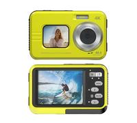 Cuifati Cámara Subacuática 4K, Cámara de Acción de 48 MP y 11,5 Pies con Tarjeta de 32 GB, Enfoque Automático, Pantalla Dual Frontal de 2,8 Pulgadas y Trasera de 1,7 Pulgadas, Zoom (Yellow)