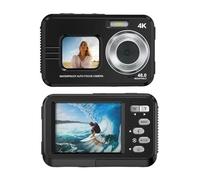 Cuifati Cámara Subacuática 4K, Cámara de Acción de 48 MP y 11,5 Pies con Tarjeta de 32 GB, Enfoque Automático, Pantalla Dual Frontal de 2,8 Pulgadas y Trasera de 1,7 Pulgadas, Zoom (Black)