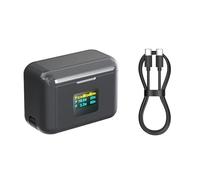 Cuifati Cargador de Batería Dual Pantalla LCD de Carga Rápida de 36 W con Tapa Magnética Cable Tipo C para Administración de Batería de Cámara Fotografía Al Aire Libre Portátil Compacto