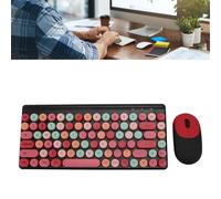 Cuifati Combo de Teclado y Mouse Inalámbricos, 2.4g 86 Keylets con Mouse, Lindos Teclado de Computadora de Color Mixto y Mouses Inalámbricos para la Computadora Portátil GANA PC (Rojo)