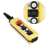 Cuifati Controlador Colgante de Interruptor de Botón de Polipasto de Grúa, Parada de Emergencia de 4 Botones, de Control de Polipasto de Elevación de Plástico ABS para Elevación de de Grúa Aérea