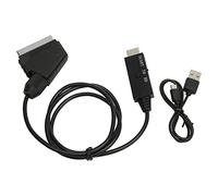 Cuifati Convertidor SCART a con Alimentación USB, Adaptador SCART a 1080p 60 Hz para Grabadora de DVD VHS VCR, Plug and Play, No Requiere Controlador, Cable de Interfaz Multimedia Portátil AV a HD