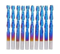 Cuifati Fresa de Corte de Acero de Tungsteno, Fresa de Punta Plana | 10 brocas para fresa con revestimiento azul, para grabar y cortar fibra plástica, resina, PCB