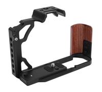 Cuifati Jaula de Cámara de Aleación de Aluminio con de Madera, Jaula de Media Cámara para Microcamera ZFC, Equipado con Orificios Roscados 1/4in-20 e Interfaz de Arranque en Frío (Black)