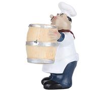 Cuifati Linda Escultura de Chef Gordo, Estatua de Chef de Resina, Soporte para Palillos de Dientes para Decoración del Mostrador de la Cocina del Hogar, Artesanías Rústicas Retro Hechas a Mano para